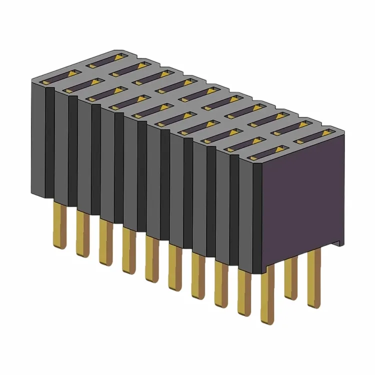 1,27x2,54 мм женский заголовок двойной ряд 180 градусов.